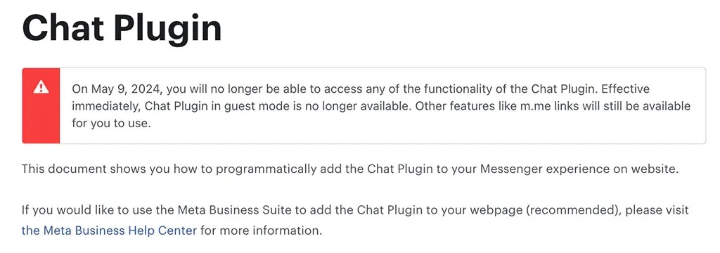 Facebook Messenger Chat Plugin Is Going Away
