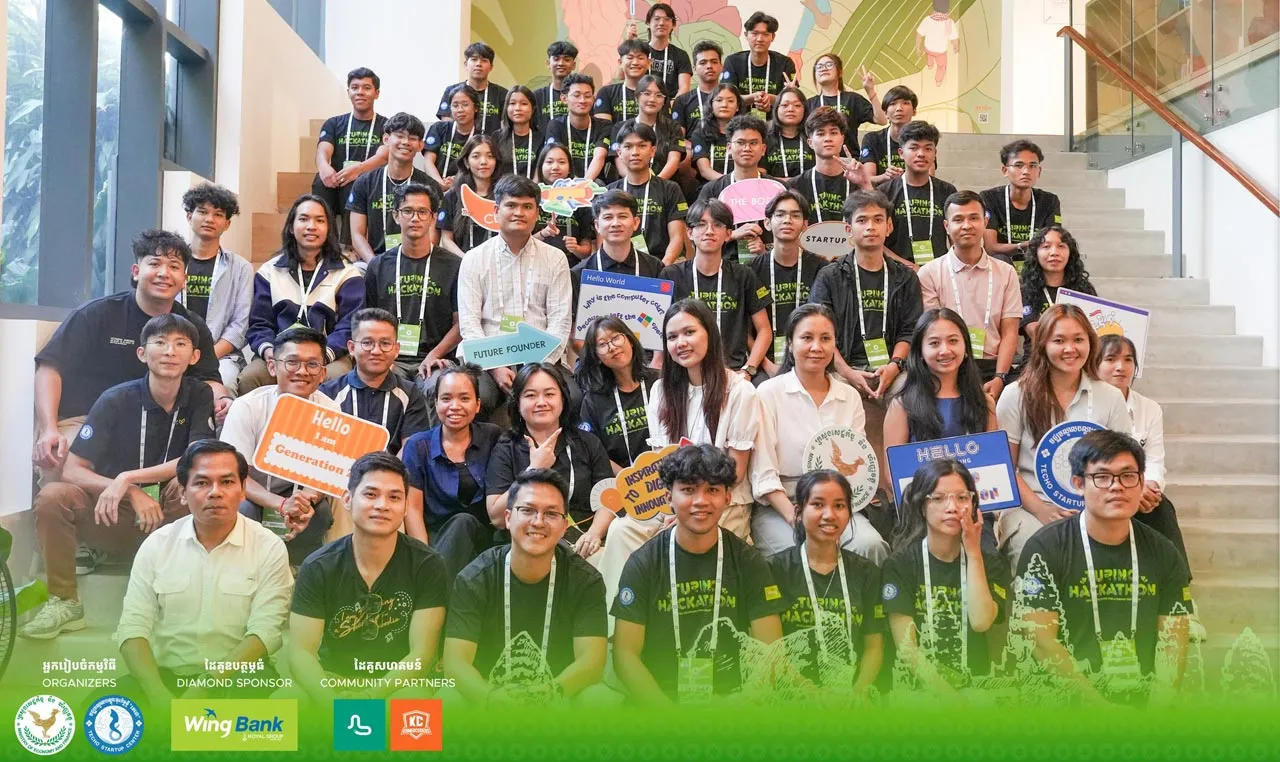 Hackathon participants collaborating on tech projects in Siem Reap